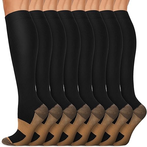 Copper Compression Socks – 8 Pairs (15-20 mmHg) for Men &&nbsp;Women
